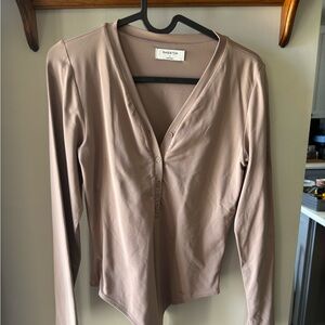 Aritzia Tan Long Sleeve Bodysuit